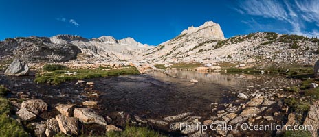 First View of Conness Lakes Basin with Mount Conness (12589' center) and North Peak (12242', right), Hoover Wilderness