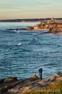 Fisherman along the La Jolla coastline