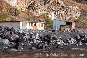 Fishing shack and Mexican naval outpost near Spanish Cove, north end of Guadalupe Island (Isla Guadalupe)