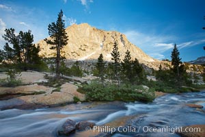 Fletcher Peak (11407') at sunset, viewed from Vogelsang High Sierra Camp in Yosemite's high country, Yosemite National Park, California