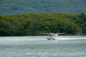 Floatplane landing on Brooks Lake, Katmai National Park, Alaska