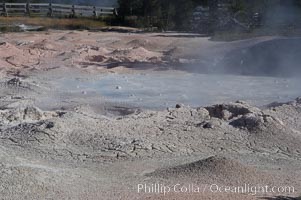 Fountain Paint Pot, a mud pot, boils and bubbles continuously.  It is composed of clay and fine silica.  Lower Geyser Basin. Yellowstone National Park, Wyoming, USA, natural history stock photograph, photo id 13526