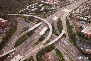 Freeway intersection, Interstate 8 and Highway 163, looking west, San Diego, California