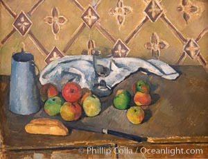 Fruits, serviette et boite a lait by Paul Cezanne, Musee de lOrangerie, Paris, France