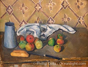 Fruits, serviette et boite a lait by Paul Cezanne, Musee de l"Orangerie, Musee de lOrangerie, Paris, France