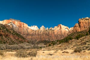 Full moon illuminates Zion National Park at night