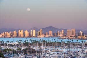 Full Moon over San Diego City Skyline, viewed from Point Loma