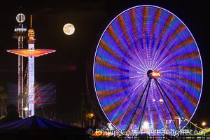 Full moon rising at night over the San Diego County Fair.  Del Mar Fair at night. California, USA, natural history stock photograph, photo id 31029