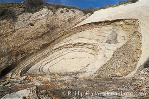 Shale is a fine-grained detrital sedimentary rock formed by the compaction of clay, silt, or mud.  Shale is formed when mud is pressed into rock over millions of years and often breaks into big flat pieces. Here layers of shale emerge from the sand and cliffs at Gaviota State Beach north of Santa Barbara