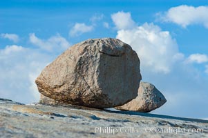 Glacial erratics atop Olmsted Point. Erratics are huge boulders left behind by the passing of glaciers which carved the granite surroundings into their present-day form.