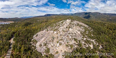 Aerial photo of Glass Rock at Bass Lake, California