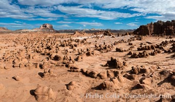 Hoodoos in Goblin Valley State Park. The "goblins" are technically known as hoodoos, formed through the gradual erosion of Entrada sandstone deposited 170 millions years ago