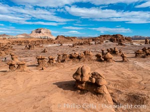 Hoodoos in Goblin Valley State Park. The "goblins" are technically known as hoodoos, formed through the gradual erosion of Entrada sandstone deposited 170 millions years ago
