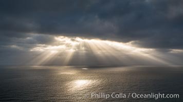 God Beams, clouds and afternoon light over the Pacific Ocean, Del Mar, California