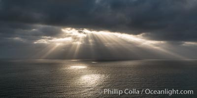 God Beams, clouds and afternoon light over the Pacific Ocean, Del Mar, California