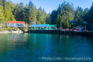 Gods Pocket Resort, on Hurst Island, part of Gods Pocket Provincial Park, aerial photo