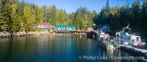 Gods Pocket Resort, on Hurst Island, part of Gods Pocket Provincial Park, aerial photo