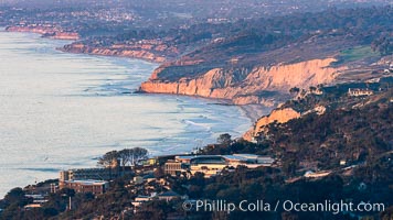 La Jolla Shores Coastline and Scripps Pier, Blacks Beach and Torrey Pines, from Mount Soledad, sunset