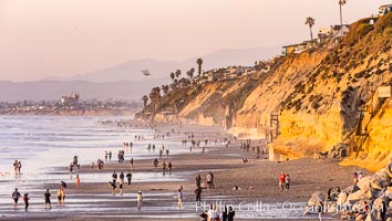 Golden sunset light on Encinitas Moonlight Beach. California, USA, natural history stock photograph, photo id 37584