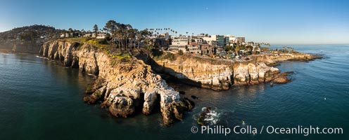 Goldfish Point and La Jolla Sea Caves, early morning, aerial photo