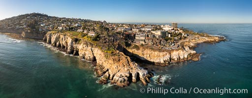 Goldfish Point and La Jolla Sea Caves, early morning, aerial photo