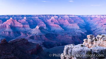 Grand Canyon at dusk, sunset, viewed from Grandeur Point on the south rim of Grand Canyon National Park