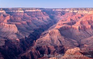 Grand Canyon at dusk, sunset, viewed from Mather Point on the south rim of Grand Canyon National Park