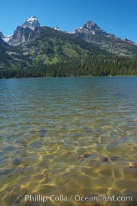 The Teton Range rises above Bradley Lake, Grand Teton National Park, Wyoming