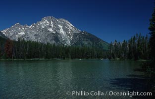 Mount Moran rises above String Lake, Grand Teton National Park, Wyoming