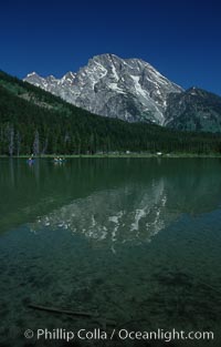 Mount Moran rises above String Lake, Grand Teton National Park, Wyoming