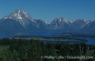 The Teton Range rises above Jackson Lake, viewed from Signal Hill, Grand Teton National Park, Wyoming