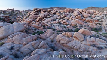 Ancient granite boulders at Joshua Tree National park, at sunset, Joshua Tree National Park, California