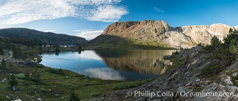 Greenstone Lake Panorama, Hoover Wilderness, Sunrise, 20 Lakes Basin