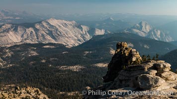 Half Dome and Cloud's Rest from Summit of Mount Hoffmann, sunset, panorama, Yosemite National Park, California