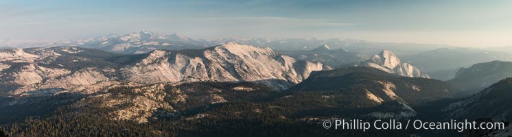 Half Dome and Cloud's Rest from Summit of Mount Hoffmann, sunset, panorama, Yosemite National Park, California