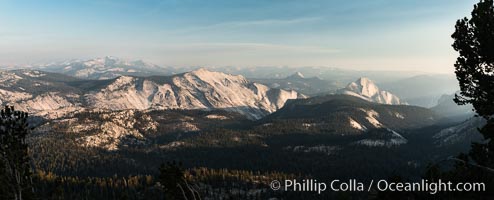 Half Dome and Cloud's Rest from Summit of Mount Hoffmann, sunset, panorama, Yosemite National Park, California