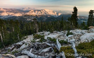 Half Dome and Cloud's Rest from Summit of Mount Hoffmann, sunset, Yosemite National Park, California