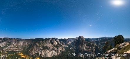 Half Dome and nighttime stars, viewed from Glacier Point, Yosemite National Park, California