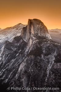 Half Dome and pre-dawn light, sunrise, viewed from Glacier Point.
