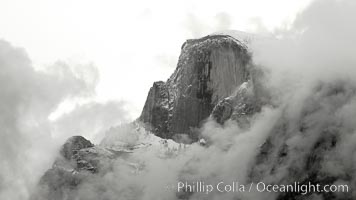 Half Dome surrounded by storm clouds, Yosemite National Park, California