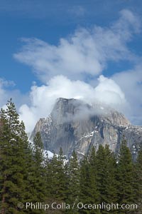 Half Dome and clouds, spring, viewed from Sentinel Bridge, Yosemite National Park, California