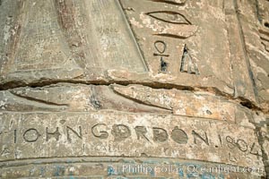 Heiroglyphics and tourist graffiti, Luxor, Egypt