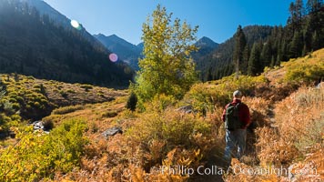 Hiker at Dawn in Mineral King Valley, Sequioa National Park, California, Sequoia National Park