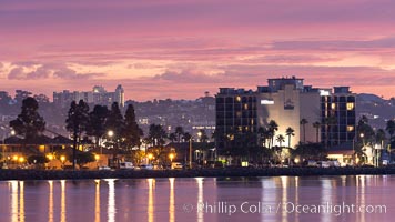 Hilton San Diego at Sunrise, on San Diego Bay, dawn