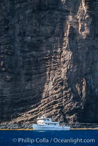 Boat Horizon below southern cliffs of Isla Afuera, sunrise, Guadalupe Island (Isla Guadalupe)