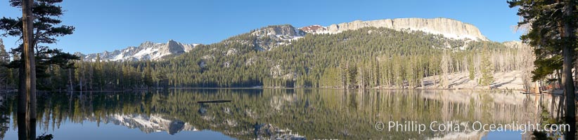 Panorama of Horseshoe Lake in the Mammoth Lakes basin, early morning