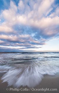 Hospital Point, La Jolla, dawn, sunrise light and approaching storm clouds.