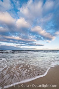Hospital Point, La Jolla, dawn, sunrise light and approaching storm clouds