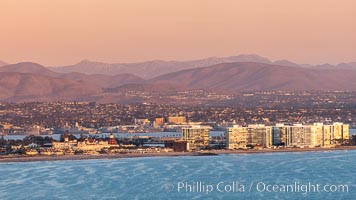 Hotel Del Coronado and Coronado Island City Skyline, viewed from Point Loma, San Diego, California
