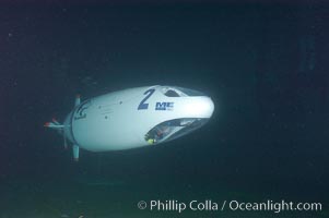 A human-powered submarine, designed, built and operated by University of Washington engineering students, Offshore Model Basin, Escondido, California